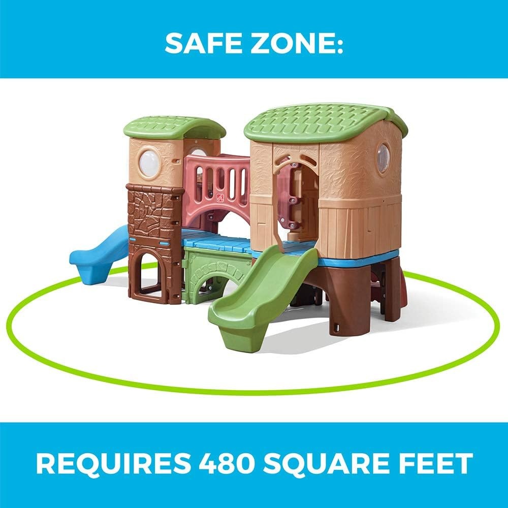image:imageStep2 Clubhouse Climber Playset for Kids Jungle Gym with Elevated Playhouse Outdoor Backyard Playground Set Two Toddler Slides Ages 2 to 6 Years OldClimber