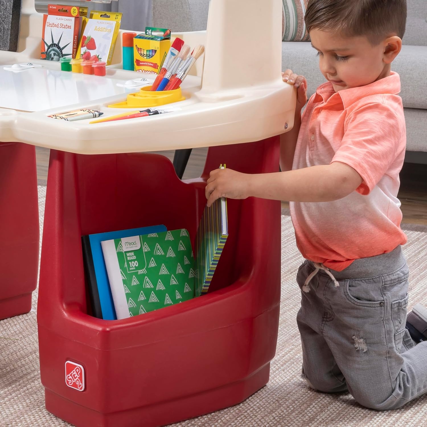 image:imageStep2 Deluxe Art Master Desk Kids Activity Table amp Chair Arts amp Crafts Desk Made of Durable Plastic For Toddlers 3 Years Old