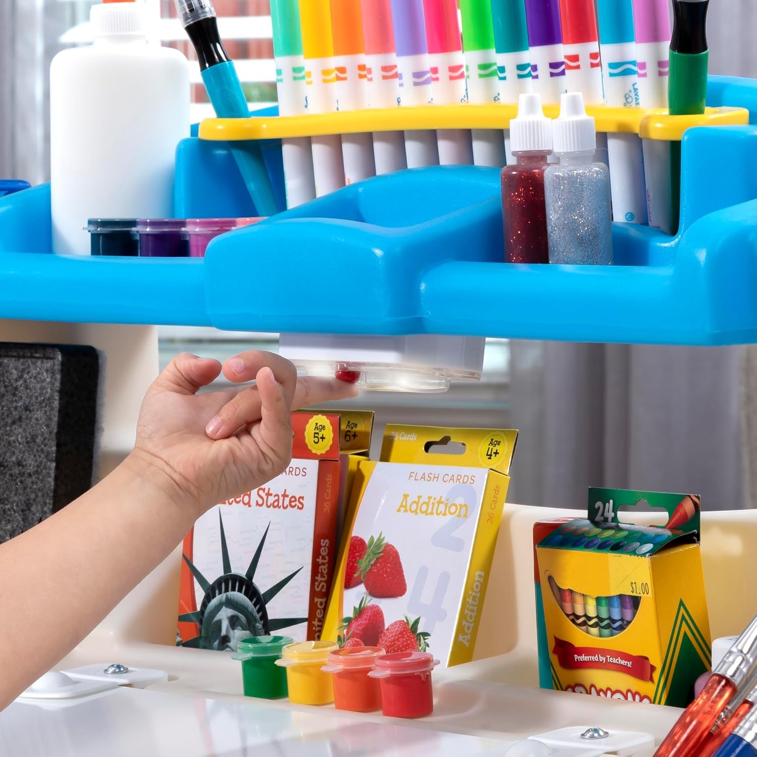 image:imageStep2 Deluxe Art Master Desk Kids Activity Table amp Chair Arts amp Crafts Desk Made of Durable Plastic For Toddlers 3 Years Old