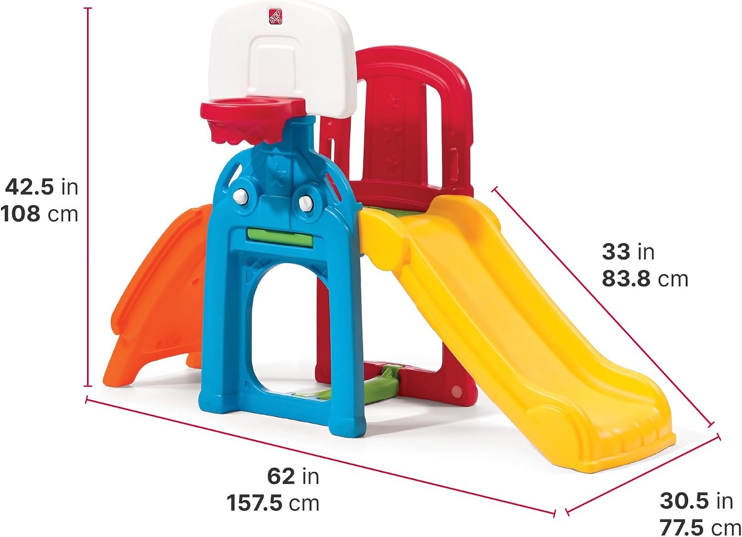 image:imageStep2 Game Time Sports Climber Kids IndoorOutdoor Playset Backyard Playground Set Slide Climbing Wall Basketball Hoop Outside Jungle Gym For Toddlers 26 Years OldClimber and Slide