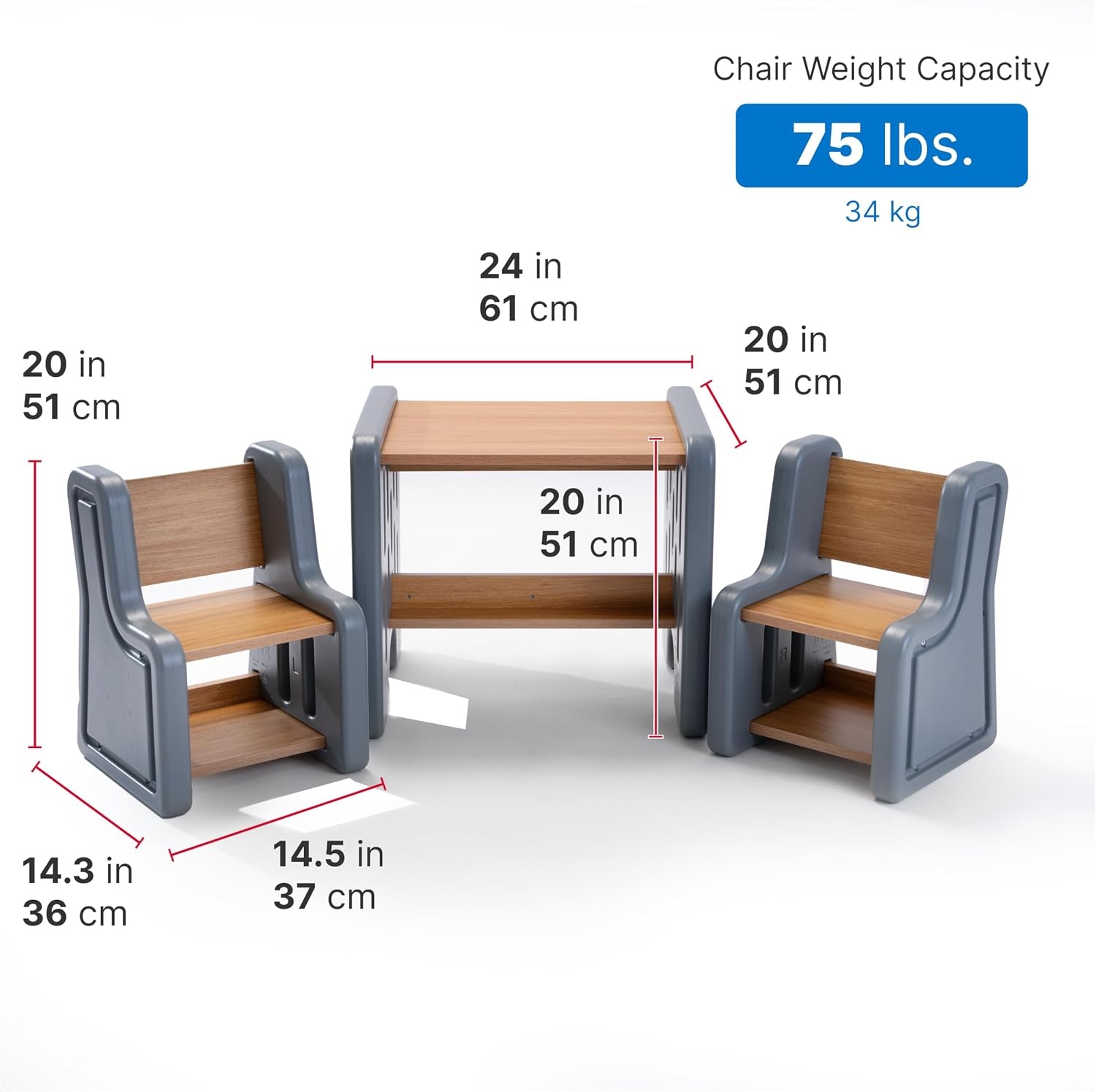 image:imageStep2 Harmony Kids Table amp Chair Set Playroom Activity Table for Arts amp Crafts Made of Durable Plastic for Toddlers 2 Years Old Sage GraySage Gray