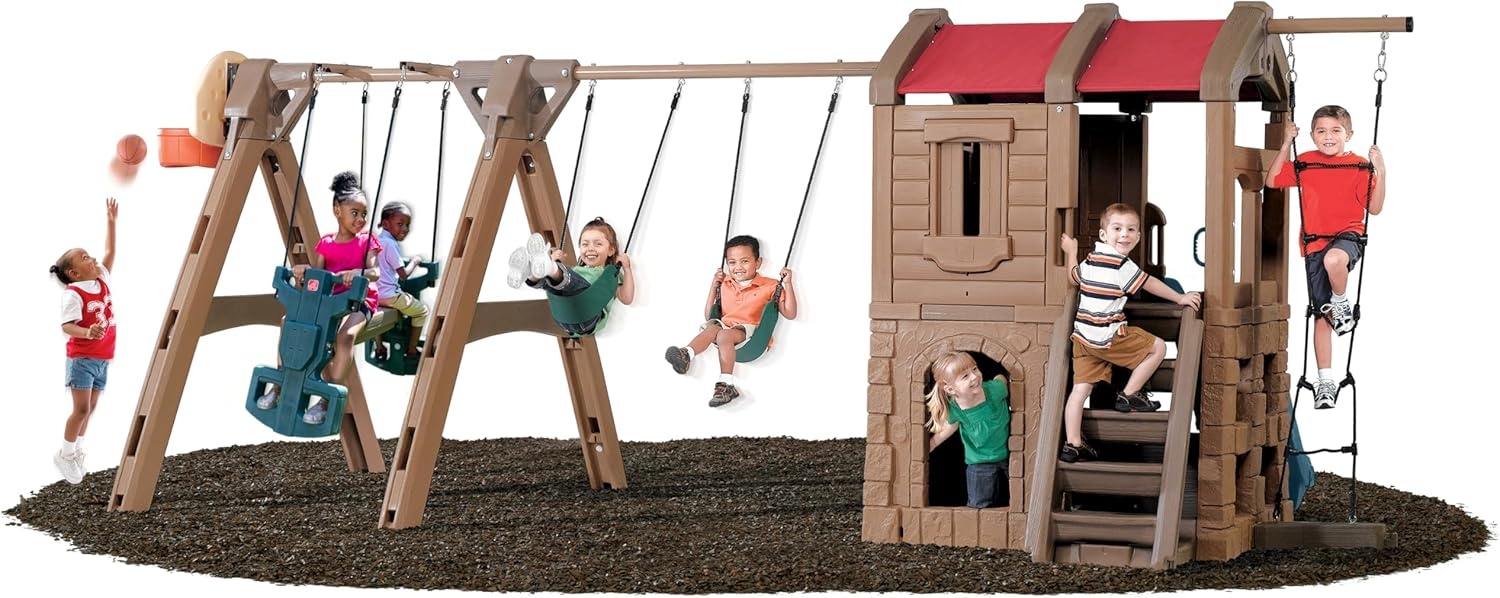 image:imageStep2 Naturally Playful Adventure Lodge Swing Set and Play CenterWith Glider Extension