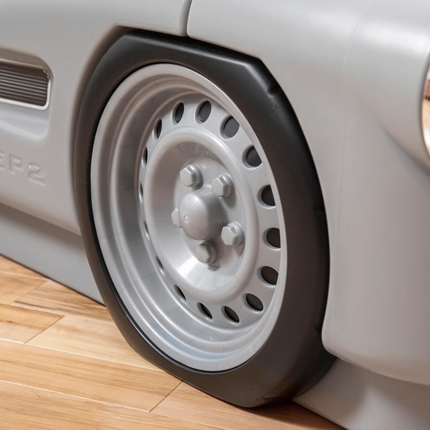 image:imageStep2 Roadster ToddlertoTwin Bed Transition Race Car Bed for Boys amp Girls Adjustable Made of Durable Plastic For Toddlers 3 Years Old Gray