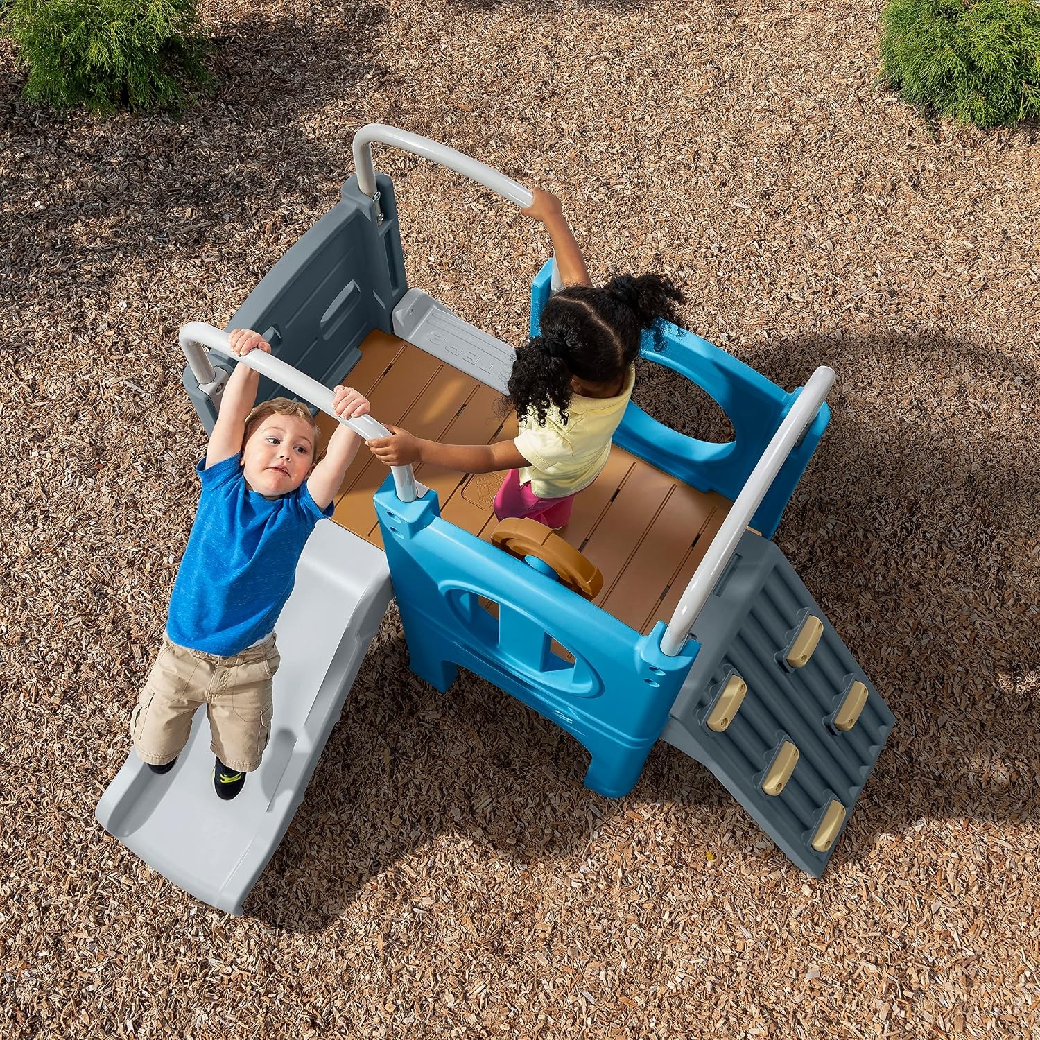 image:imageStep2 Scout amp Slide Climber Kids Outdoor Playset Backyard Playground Set Slide Climbing Wall Tunnel Outside Vintage Style Jungle Gym for Toddlers 26 Years OldClimber