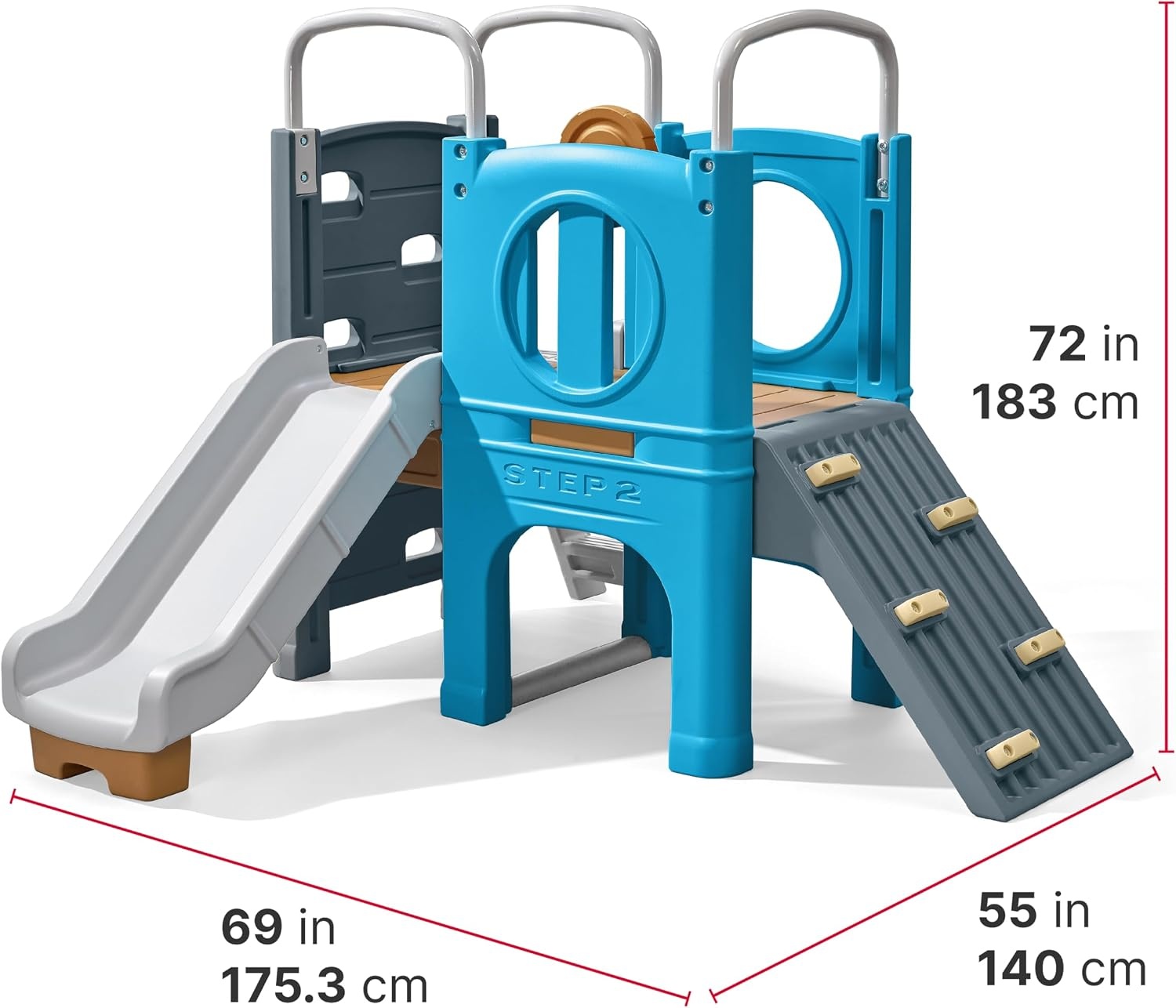 image:imageStep2 Scout amp Slide Climber Kids Outdoor Playset Backyard Playground Set Slide Climbing Wall Tunnel Outside Vintage Style Jungle Gym for Toddlers 26 Years OldClimber