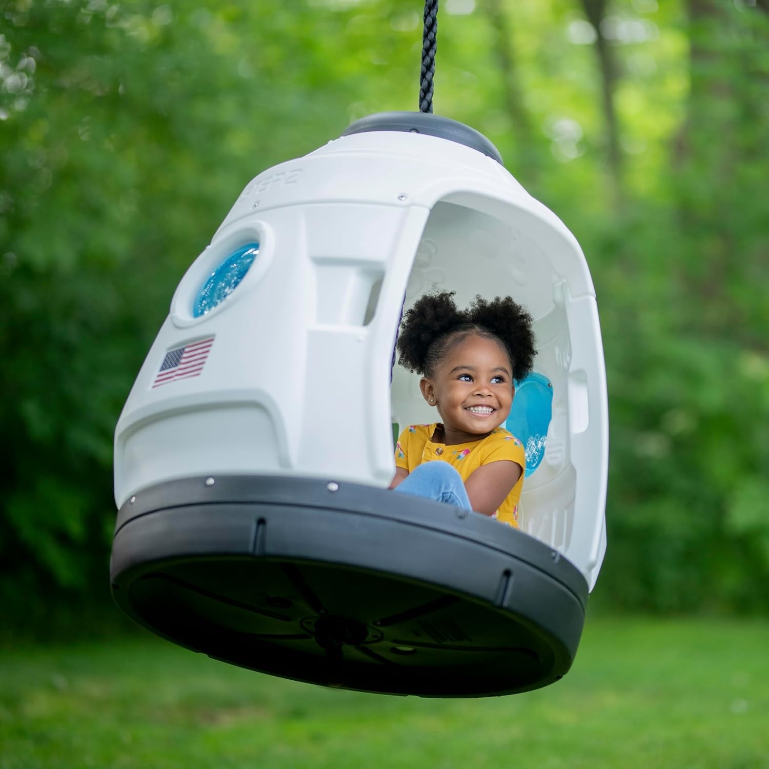 image:imageStep2 Space Capsule Swing Kids IndoorOutdoor Swing or Playhouse Backyard Playground Set Attach to Playset or Tree for Children 38 Years Old