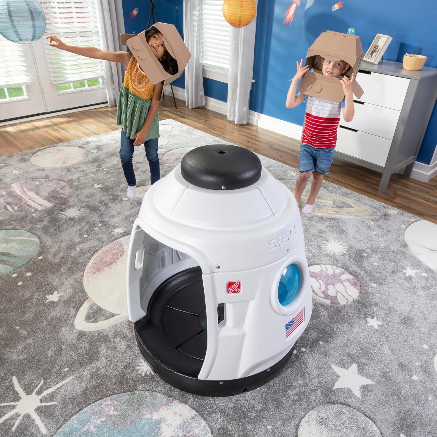 image:imageStep2 Space Capsule Swing Kids IndoorOutdoor Swing or Playhouse Backyard Playground Set Attach to Playset or Tree for Children 38 Years Old
