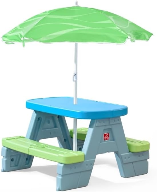 image:imageStep2 Sun amp Shade Kids Picnic Table with Removeable Umbrella IndoorOutdoor Toys Fits 4 Children Made of Durable Plastic For Toddlers 154 Years Old