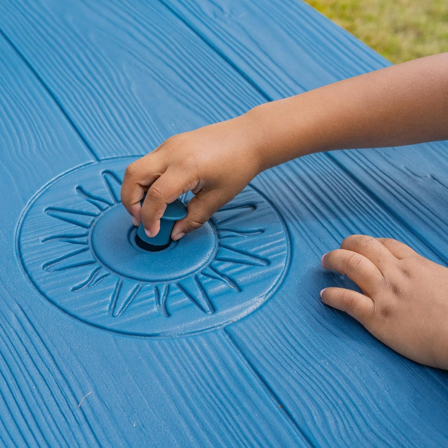 image:imageStep2 Sun and Fun Picnic Table with Umbrella for Kids Outdoor Table and Bench Set Seats 4 Ages 3 Years