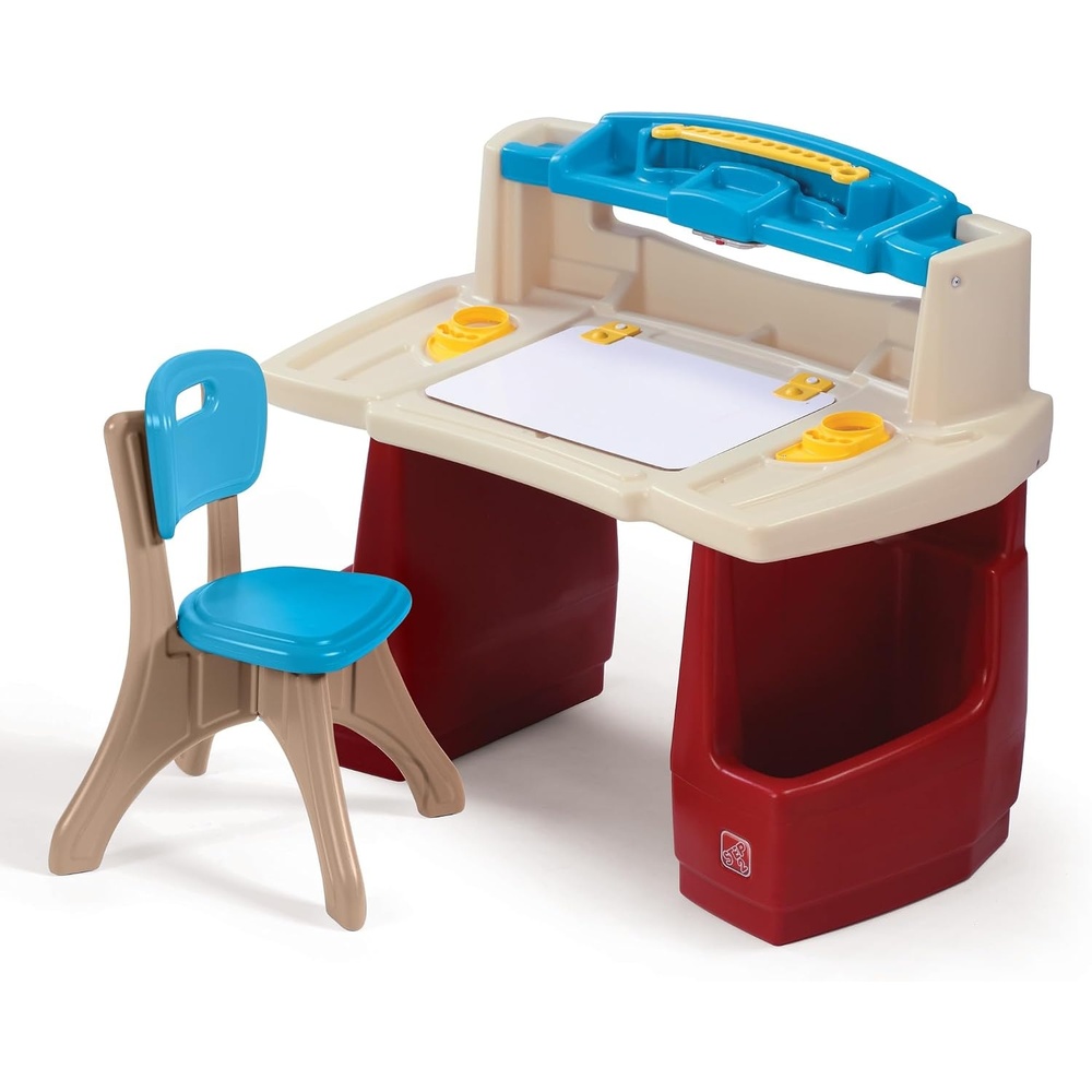 image:imageStep2 Deluxe Art Master Desk Kids Activity Table amp Chair Arts amp Crafts Desk Made of Durable Plastic For Toddlers 3 Years Old