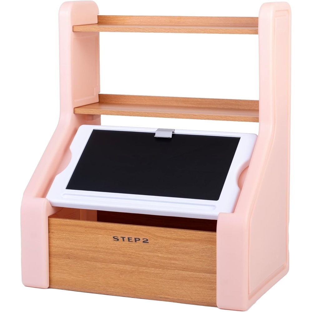 image:imageStep2 Harmony Toy Storage Box Kids Toy Storage Bin with Chalkboard Lid Easel amp Toy Organizer in One Made of Durable Plastic For Toddlers 2 Years Old Sage GrayRose Pink
