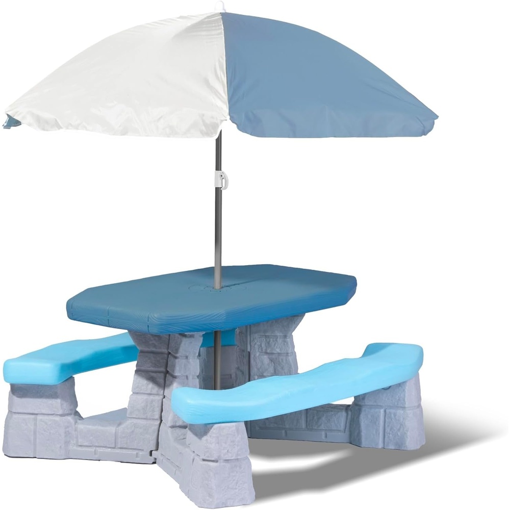 image:imageStep2 Sun and Fun Picnic Table with Umbrella for Kids Outdoor Table and Bench Set Seats 4 Ages 3 Years