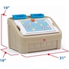 Step2 2-in-1 Toy Box & Art Lid, Kids Toy Storage Bin & Organizer, Easel & Chest in One, Made of Durable Plastic, For Toddlers 2+ Years Old, Mint(Tan)