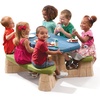Step2 Naturally Playful Kids Picnic Table with Removable Umbrella, Indoor/Outdoor Toys, Fits 6 Children, Made of Durable Plastic, For Toddlers 3+ Years Old, Blue & Green(Blue & Green)