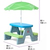 Step2 Sun & Shade Kids Picnic Table with Removeable Umbrella, Indoor/Outdoor Toys, Fits 4 Children, Made of Durable Plastic, For Toddlers 1.5-4 Years Old