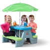 Step2 Sun & Shade Kids Picnic Table with Removeable Umbrella, Indoor/Outdoor Toys, Fits 4 Children, Made of Durable Plastic, For Toddlers 1.5-4 Years Old