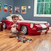 Step2 Turbocharged Twin Size Truck Car Bed, Car Bed for Boys & Girls, Working Headlights & Built-In Storage, Made of Durable Plastic, For Toddlers 3+ Years Old, Vibrant Red(Red Roadster)