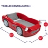 Step2 Turbocharged Twin Size Truck Car Bed, Car Bed for Boys & Girls, Working Headlights & Built-In Storage, Made of Durable Plastic, For Toddlers 3+ Years Old, Vibrant Red(Red Roadster)