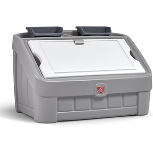 Step2 2-in-1 Toy Box & Art Lid, Kids Toy Storage Bin & Organizer, Easel & Chest in One, Made of Durable Plastic, For Toddlers 2+ Years Old, Mint(Gray)