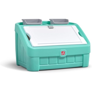 Step2 2-in-1 Toy Box & Art Lid, Kids Toy Storage Bin & Organizer, Easel & Chest in One, Made of Durable Plastic, For Toddlers 2+ Years Old, Mint(Mint)