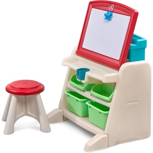 Step2 Flip & Doodle Easel Desk With Stool, Kids 2 in 1 Activity Table, Art Board, Made of Durable Plastic, For Toddlers 2+ Years Old