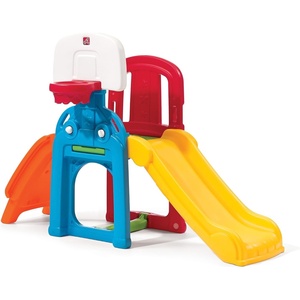 Step2 Game Time Sports Climber, Kids Indoor/Outdoor Playset, Backyard Playground Set, Slide, Climbing Wall, Basketball Hoop, Outside Jungle Gym, For Toddlers 2-6 Years Old(Climber and Slide)