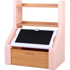 Step2 Harmony Toy Storage Box, Kids Toy Storage Bin with Chalkboard Lid, Easel & Toy Organizer in One, Made of Durable Plastic, For Toddlers 2+ Years Old, Sage Gray(Rose Pink)