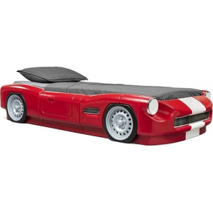 Step2 Turbocharged Twin Size Truck Car Bed, Car Bed for Boys & Girls, Working Headlights & Built-In Storage, Made of Durable Plastic, For Toddlers 3+ Years Old, Vibrant Red(Red Roadster)