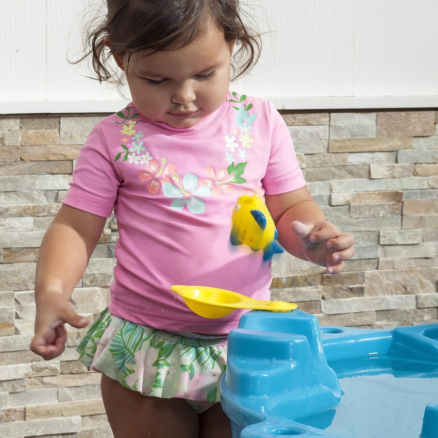 image:imageStep 2 Spill amp Splash Seaway Water Table for Kids TwoTier Outdoor Kids Water Sensory Table with Umbrella Ages 15 Years Old 11 Piece Water Toy AccessoriesMulticolor
