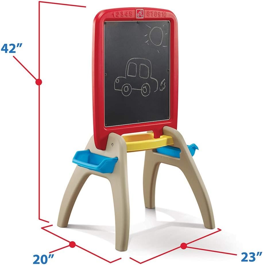 image:imageStep2 All Around Easel for Two Kids Activity Table DoubleSided Art Board Made of Durable Plastic Includes 94Piece Soft Foam Magnets For Toddlers 3 Years Old