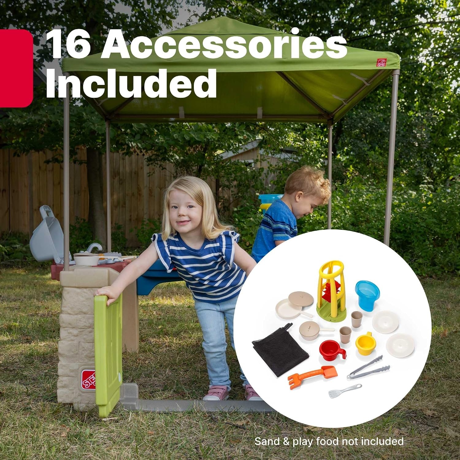 image:imageStep2 All Around Playtime Patio with Canopy Playset Shaded Outdoor Playhouse for Kids with Realistic Interactive Features Room for Multiple Toddlers to Play Dimensions 60 H x 475 W x 475 DGreen