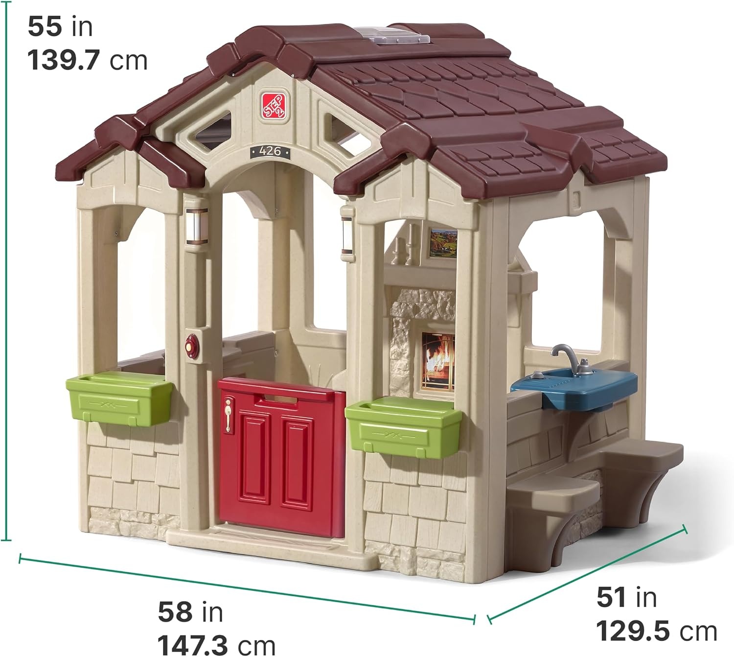 image:imageStep2 Charming Cottage Kids Playhouse Indoor and Outdoor Clubhouse Playset Interactive Sounds Toddlers 2 Years Old Easy to AssemblePlayhouse