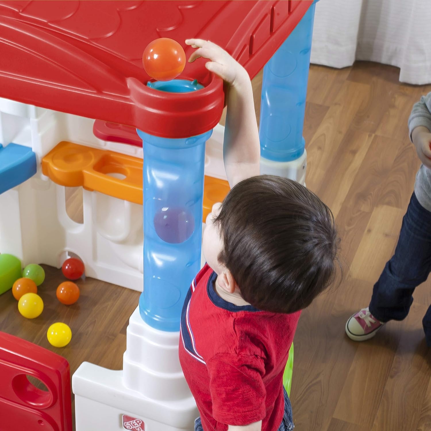 image:imageStep2 Crazy Maze Toddler Ball Pit Kids Playhouse IndoorOutdoor Playset Interactive Play with Sounds Includes 20 Colorful Balls Made of Durable Plastic For Toddlers 15 Years OldRed Roof