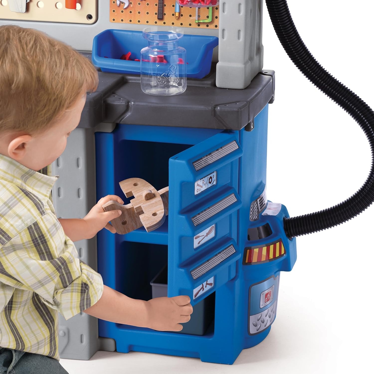 image:imageStep2 Deluxe Kids Workbench Includes 50 Toy Workbench Accessories Interactive Features for Realistic Pretend Play IndoorOutdoor Kids Tool Bench Dimensions 4075 H x 34 W x 15 D