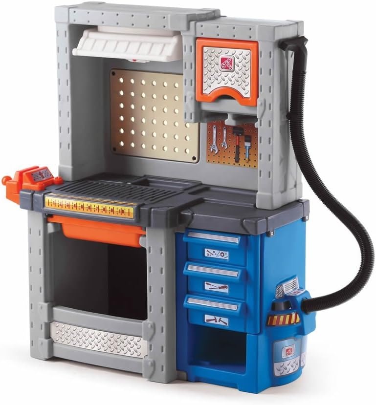 image:imageStep2 Deluxe Kids Workbench Includes 50 Toy Workbench Accessories Interactive Features for Realistic Pretend Play IndoorOutdoor Kids Tool Bench Dimensions 4075 H x 34 W x 15 D