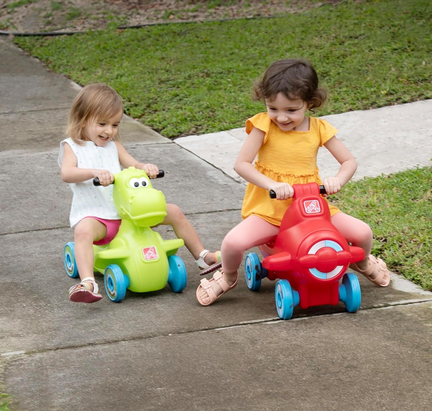 image:imageStep2 Dino Dash Kids Push Car Foot Powered Ride On Toy Practice Balance with 4 Wheels Track Not Included Made of Durable Plastic Max Weight 50 lbs for Toddlers 25 Years Old GreenDinosaur