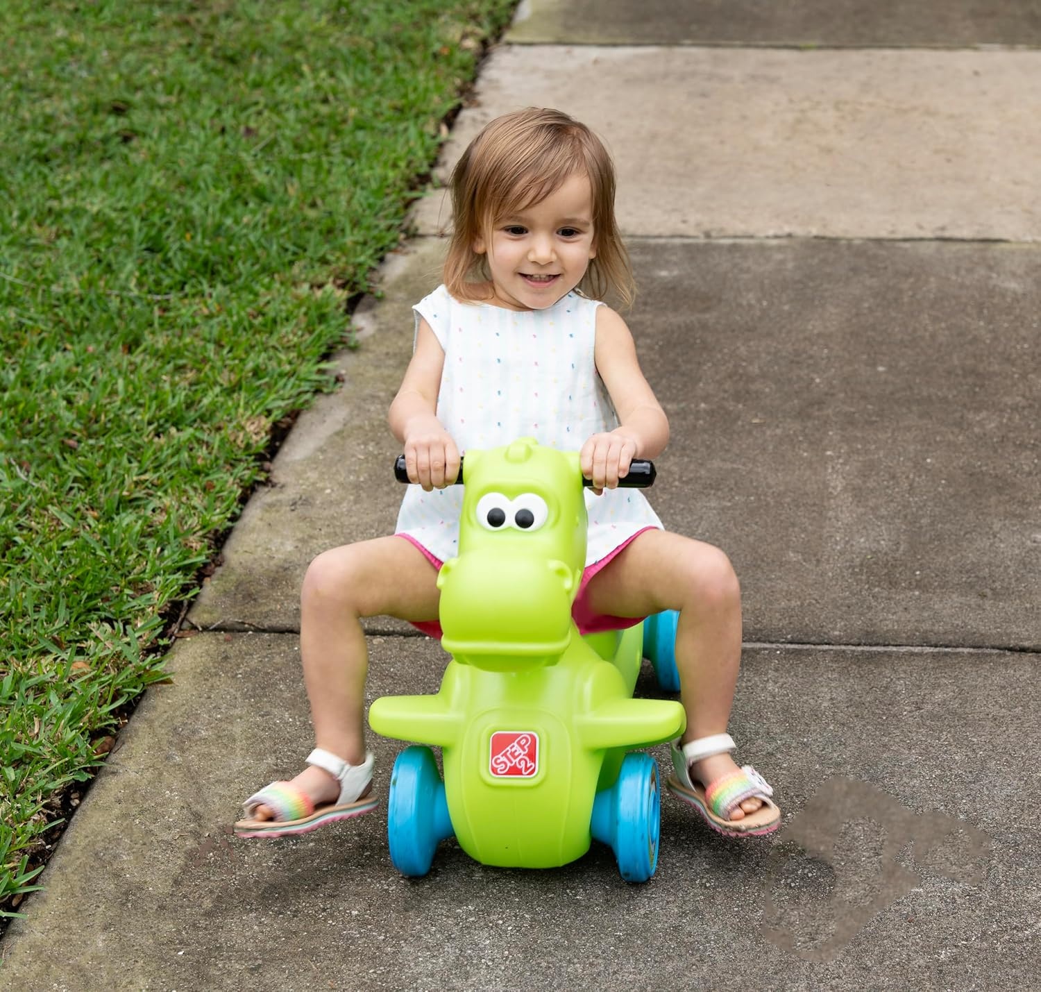 image:imageStep2 Dino Dash Kids Push Car Foot Powered Ride On Toy Practice Balance with 4 Wheels Track Not Included Made of Durable Plastic Max Weight 50 lbs for Toddlers 25 Years Old GreenDinosaur