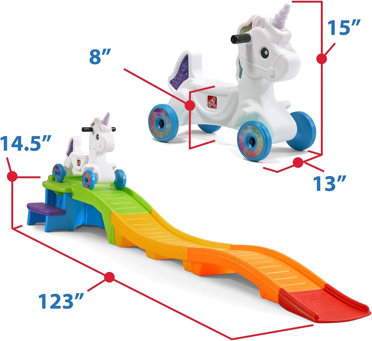 image:imageStep2 Dino Dash Up amp Down Roller Coaster Kids Ride On Toy Push Car IndoorOutdoor Playset Made of Durable Plastic Max Weight 50 lbs for Toddlers 25 Years OldUnicorn