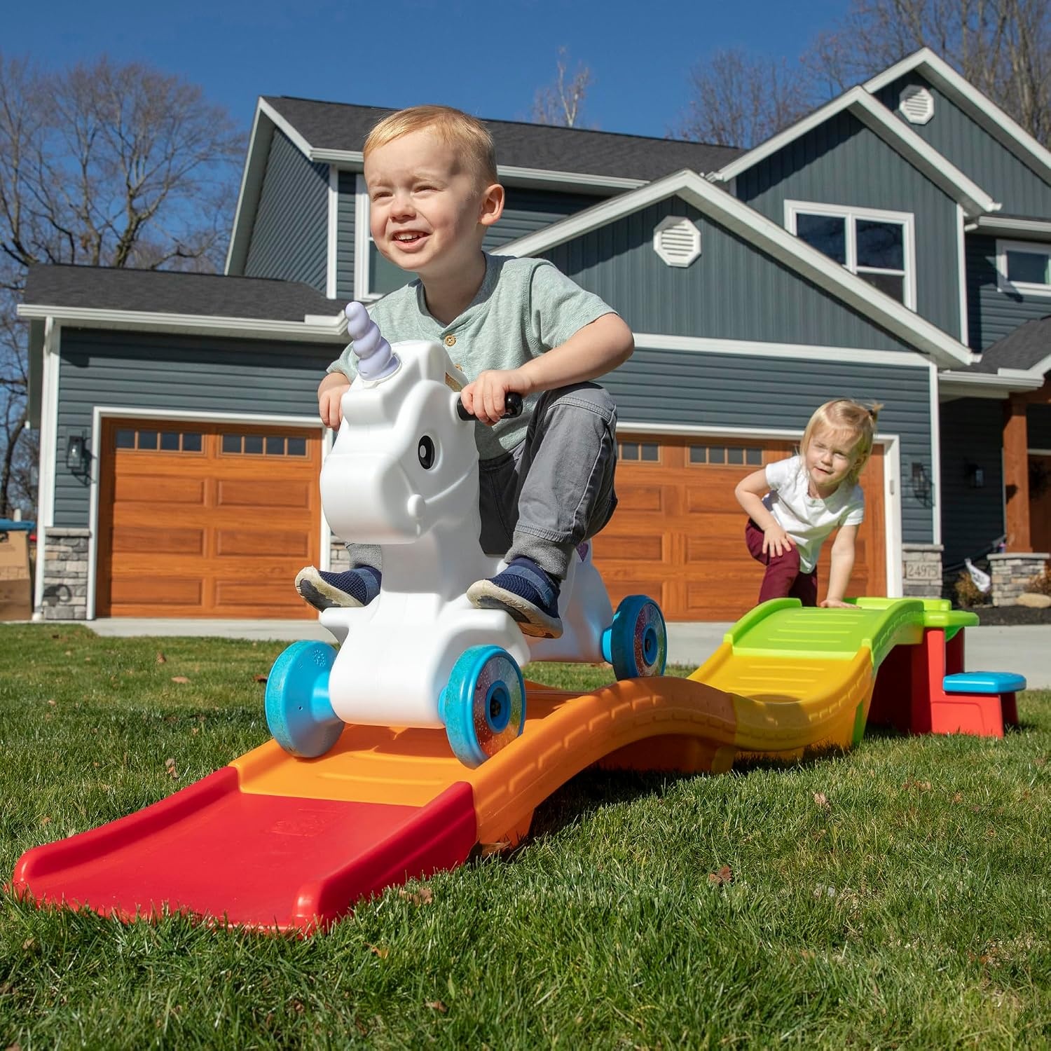image:imageStep2 Dino Dash Up amp Down Roller Coaster Kids Ride On Toy Push Car IndoorOutdoor Playset Made of Durable Plastic Max Weight 50 lbs for Toddlers 25 Years OldUnicorn