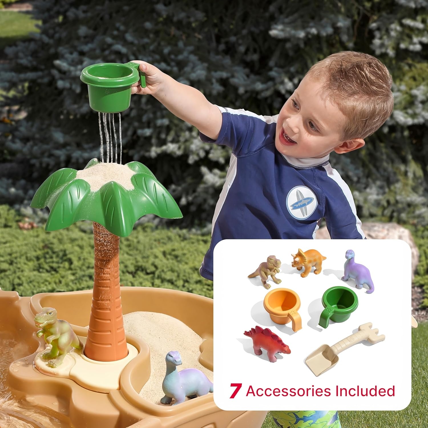 image:imageStep2 Dino Dig Sand and WaterTable Kids Activity Sensory Playset Summer Outdoor Toys 7 Piece Water Toy Accessories For Toddlers 25 Years Old
