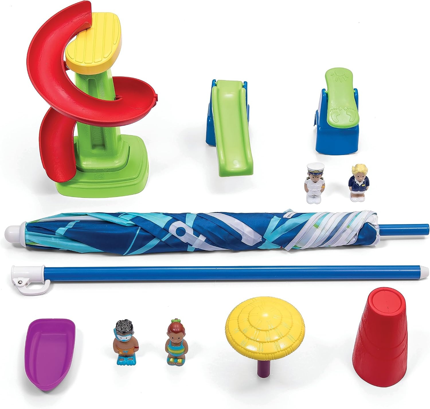 image:imageStep2 Fiesta Cruise Sand amp Water Table with Umbrella Kids Activity Sensory Playset Summer Outdoor Toys 10 Piece Water Toy Accessories for Toddlers 2 Years OldUmbrella