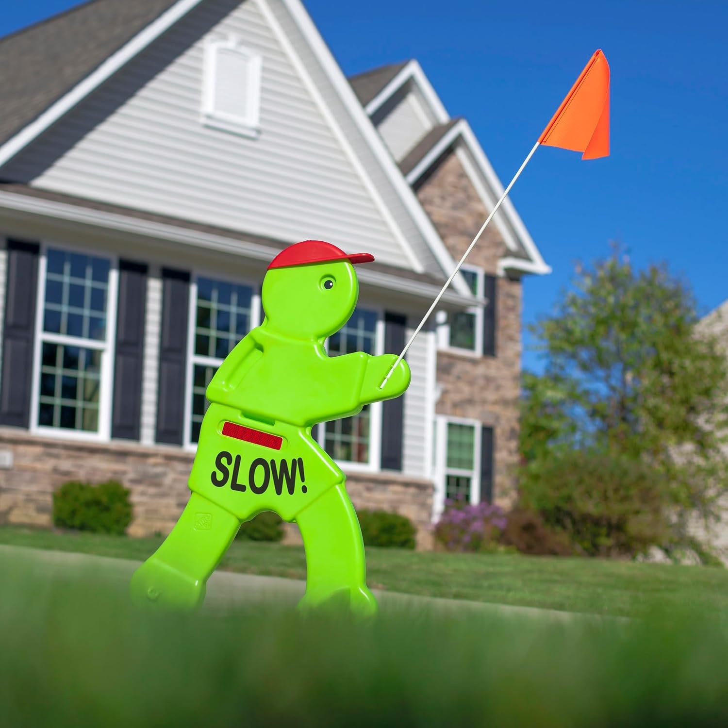 image:imageStep2 Kid Alert Street Safety Sign Kids at Play Signage for Neighborhood Safety 32Inch Tall Reflective Caution Sign with Warning Flag