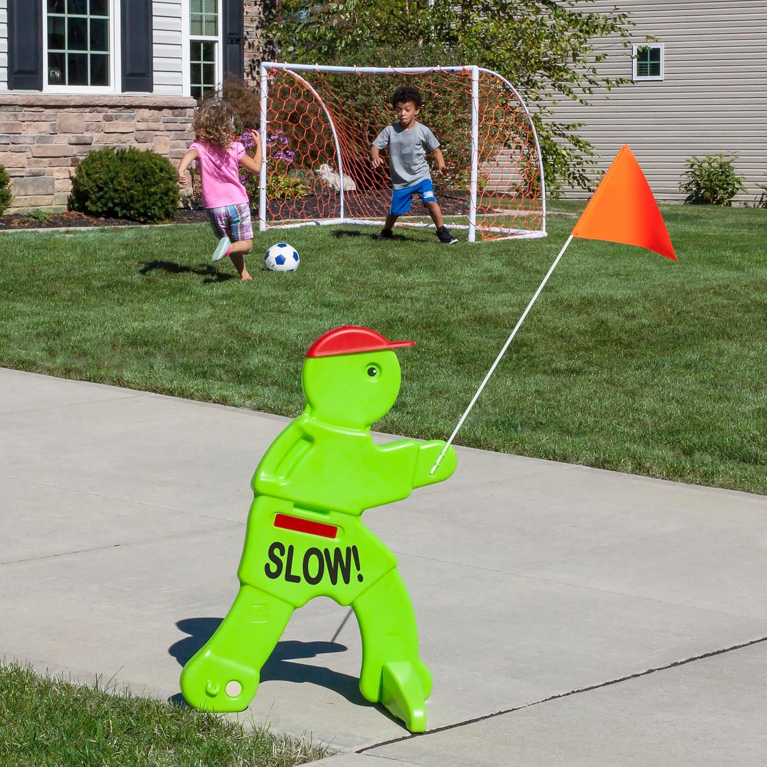 image:imageStep2 Kid Alert Street Safety Sign Kids at Play Signage for Neighborhood Safety 32Inch Tall Reflective Caution Sign with Warning Flag