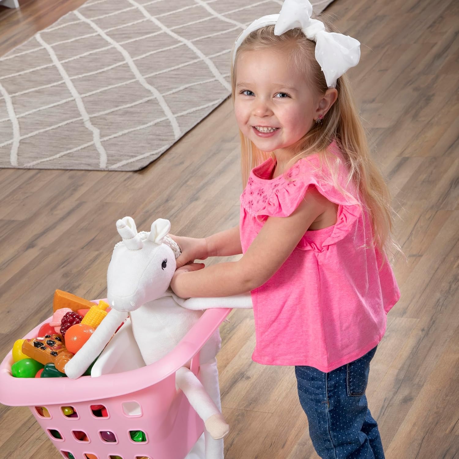 image:imageStep2 Little Helpers Shopping Cart for Kids Play Grocery Cart Made of Durable Plastic for Toddlers 2 Years Old BluePink