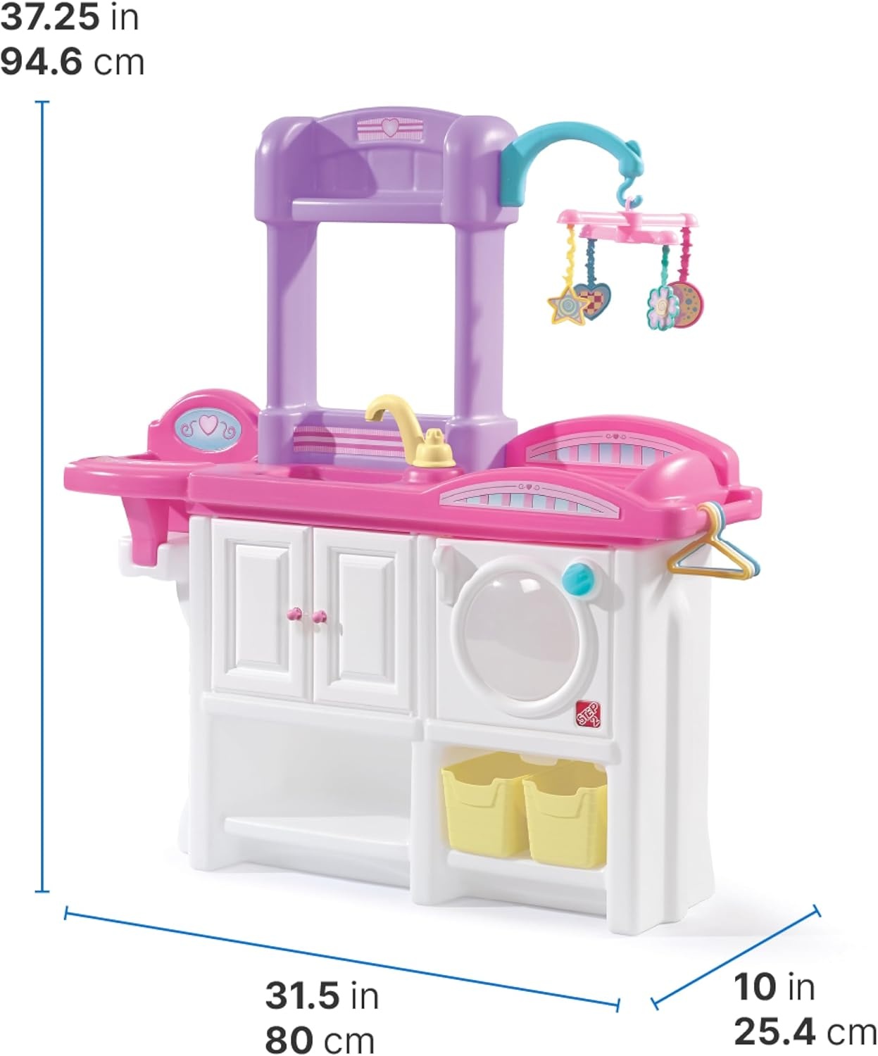 image:imageStep2 Love amp Care Deluxe Baby Doll Nursery Playset for Kids Compact Changing Station amp Crib Made of Durable Plastic Includes Toy Accessories For Toddlers 26 Years Old PinkPink