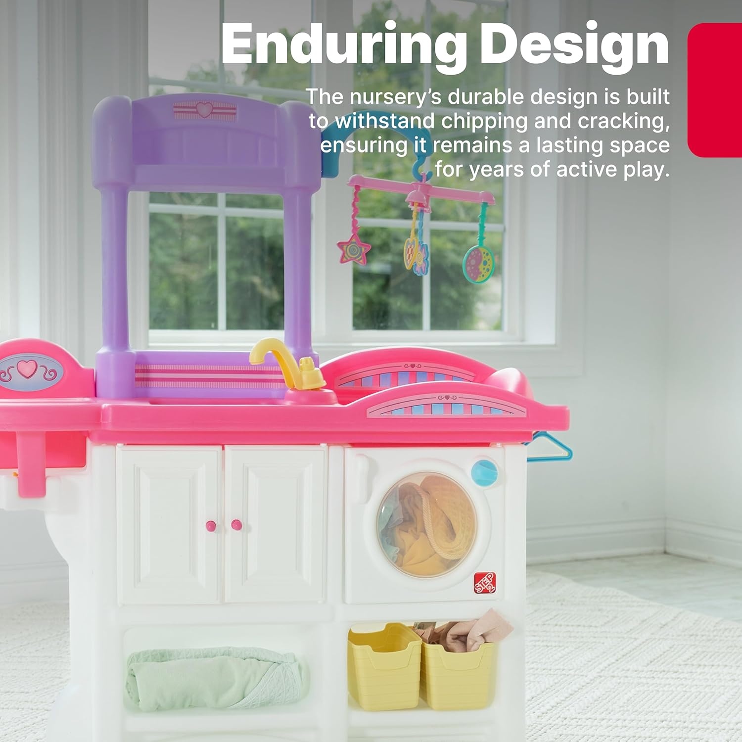 image:imageStep2 Love amp Care Deluxe Baby Doll Nursery Playset for Kids Compact Changing Station amp Crib Made of Durable Plastic Includes Toy Accessories For Toddlers 26 Years Old PinkPink