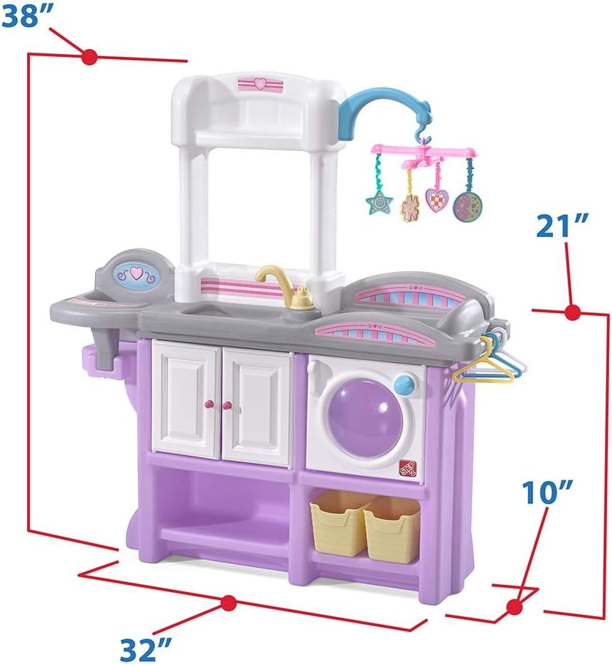 image:imageStep2 Love amp Care Deluxe Baby Doll Nursery Playset for Kids Compact Changing Station amp Crib Made of Durable Plastic Includes Toy Accessories For Toddlers 26 Years Old PinkLavender