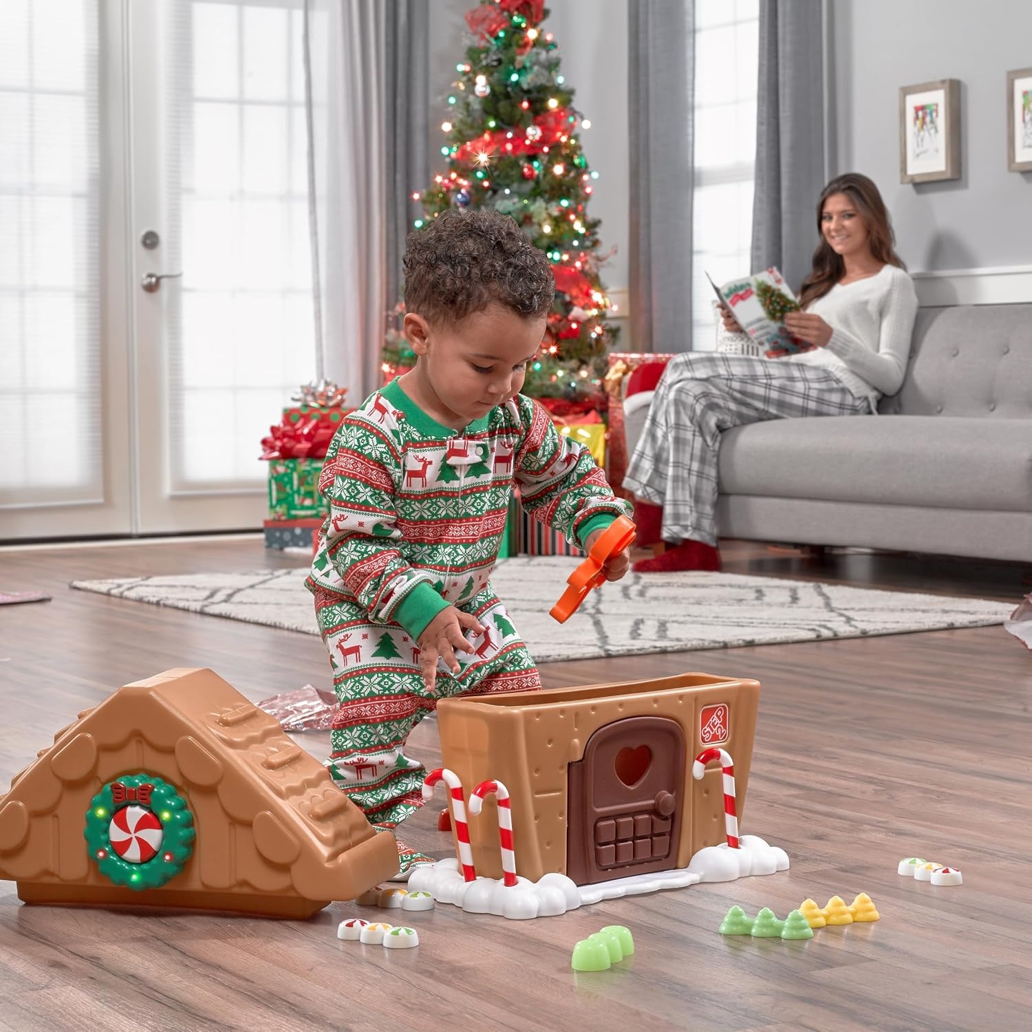 image:imageStep2 My First Gingerbread House Kids Interactive Christmas Holiday Toy Lights Up and Plays Music Includes 20 Accessories For Toddlers 1 Years Old