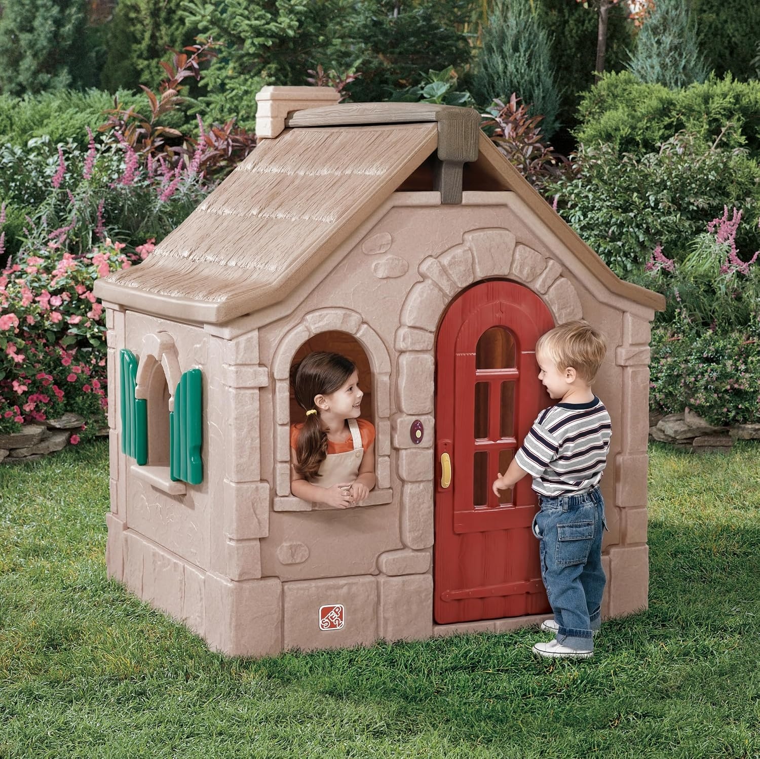 image:imageStep2 Naturally Playful Storybook Cottage Kids Playhouse IndoorOutdoor Playset Interactive Play with Sounds Made of Durable Plastic For Toddlers 15 Years Old