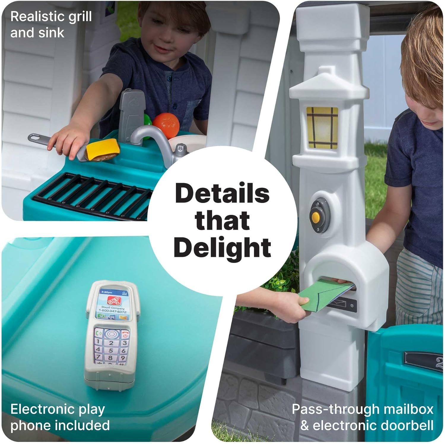 image:imageStep2 Neat amp Tidy Cottage Kids Playhouse Indoor and Outdoor Playset Interactive Sounds Toddlers 15 Years Old Easy to Assemble GreyGrey